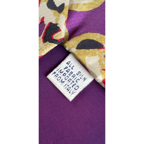 Vtg 1970's Perry Ellis Portfolio All Silk Tie Abstract Paisley Purples Red Beige - Picture 5 of 6